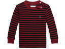 () t[ LbY {[CY XgCvh bt Rbg  TVc (Ct@g) Polo Ralph Lauren Kids boys Striped Waffle Cotton Long-Sleeve Tee (Infant) Holiday Red/Polo Black