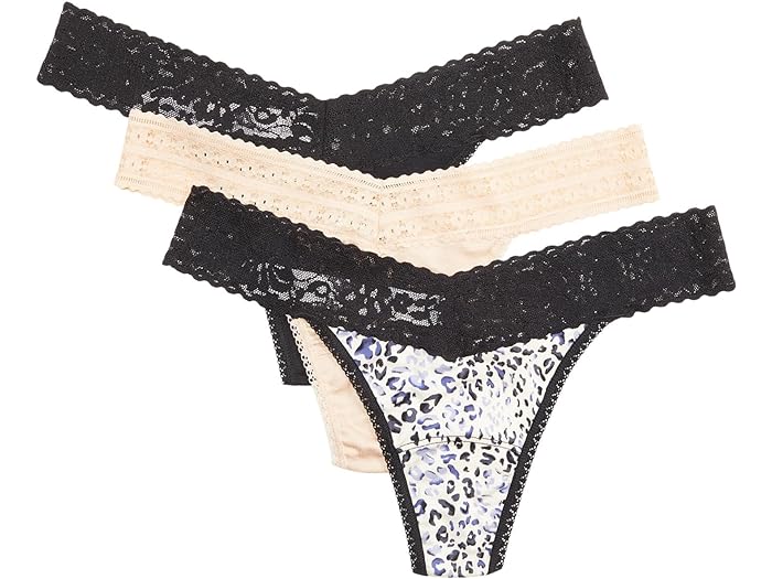 () nL[ pL[ fB[X h[ E CY gO 3-pbN Hanky Panky women Hanky Panky Dream Low Rise Thong 3-Pack Black/Spotted/Chai