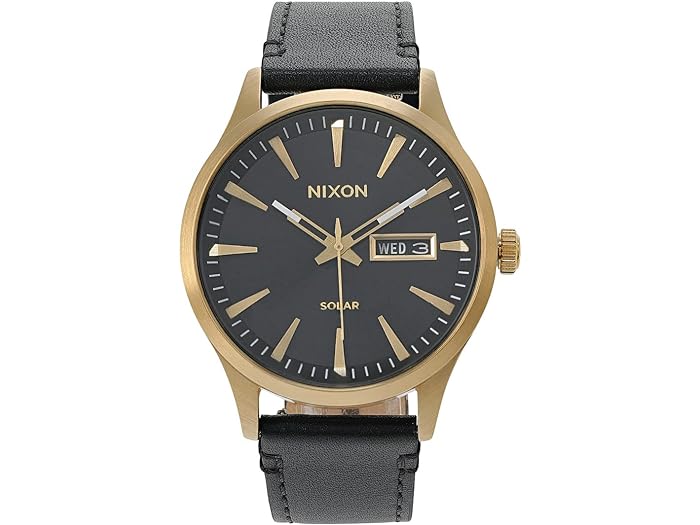 ニクソン 腕時計（メンズ） (取寄) ニクソン メンズ セントリー ソーラー レザー Nixon men Nixon Sentry Solar Leather All Gold/Black