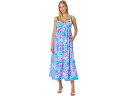 () [ sbc@[ fB[X A][ Rbg ~fB hX Lilly Pulitzer women Lilly Pulitzer Azora Cotton Midi Dress Blue Tang Sitting Seaside