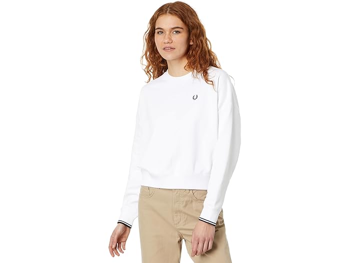 () tbhy[ fB[X eBbv XEFbgVc Fred Perry women Fred Perry Tipped Sweatshirt White