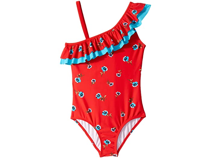 (取寄) カヌ サーフ ガールズ モルガン フローラル ラッフル ワンショルダー ワンピース スイムスーツ (リトル キッズ) Kanu Surf girls Morgan Floral Ruffle One-Shoulder One-Piece Swimsuit (Little Kids) Red
