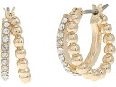 () [ t[ fB[X 16 E r[Y Xvbg t[v COX LAUREN Ralph Lauren women LAUREN Ralph Lauren 16 mm Bead Split Hoop Earrings Gold/Crystal