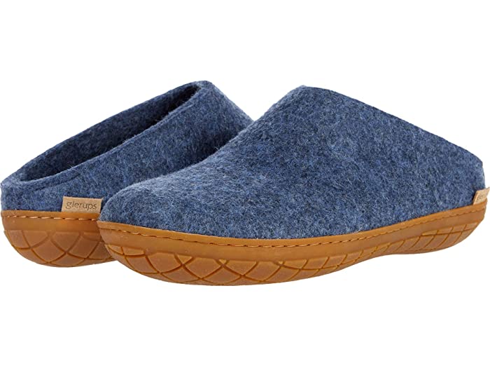 () O[bv E[ Xbv-I o[ AEg\[ Glerups Wool Slip-On Rubber Outsole Denim/Honey Rubber