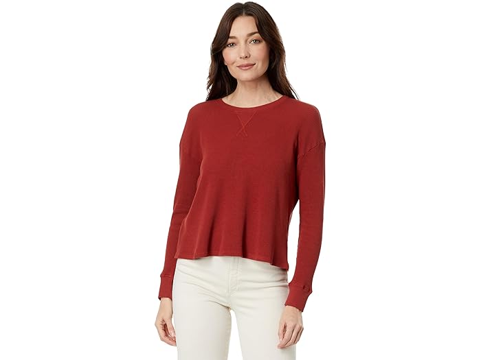 () bhI[hbN fB[X EHbVh Rbg [_ T[} O X[u {NV[ Nbv XEFbgVc Mod-o-doc women Mod-o-doc Washed Cotton Modal Thermal Long Sleeve Boxy Crop Sweatshirt Rustic Red