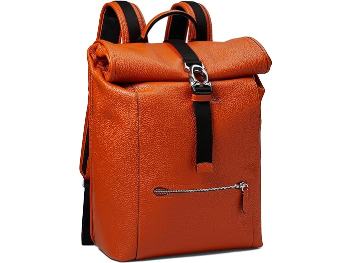 (取寄) コーチ メンズ ベック ロール トップ バックパック イン ペブル レザー COACH men COACH Beck Roll Top Backpack in Pebble Leather Sun Orange