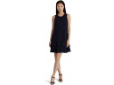 (取寄) ローレン ラルフローレン レディース クリンクル ジョーゼット シフト ドレス LAUREN Ralph Lauren women Crinkle Georgette Shift Dress Lighthouse Navy