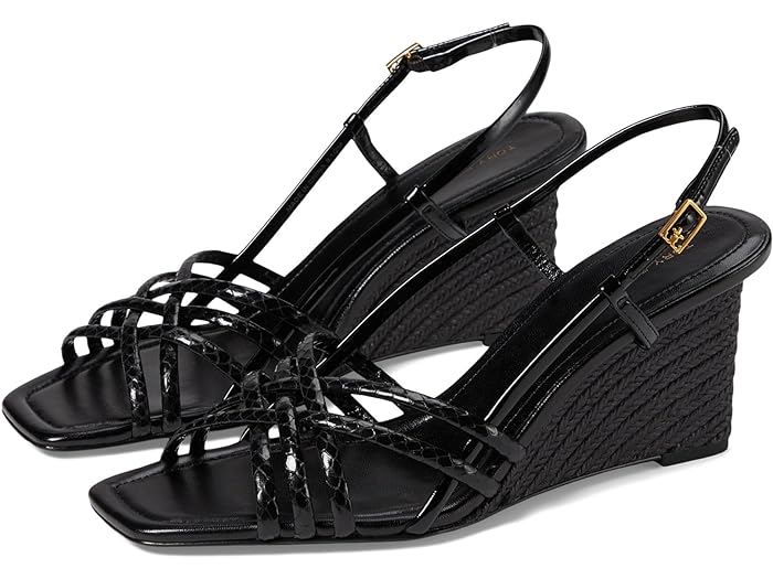 () g[o[` fB[X 75 E }` Xgbv EFbW T_ Tory Burch women Tory Burch 75 mm Multi Strap Wedge Sandals Perfect Black/Perfect Black/Perfec