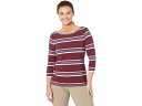 () GGr[ fB[X seB[g \tg Xgb` X[s} {[glbN 3/4 X[u XgCv L.L.Bean women L.L.Bean Petite Soft Stretch Supima Boatneck 3/4 Sleeve Stripe Deep Wine Multi Stripe