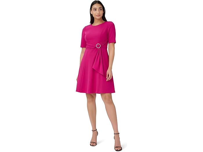 () AhAi p؃ fB[X Xgb` N[v ^C tg hX EBY nC\ w Adrianna Papell women Adrianna Papell Stretch Crepe Tie Front Dress with High-Low Hem Bright Magenta