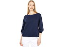 (取寄) ヴィンスカムート レディース パフ スリーブ ソリッド テリー スナップ ショルダー トップ Vince Camuto women Vince Camuto Puff Sleeve Solid Terry Snap Shoulder Top Classic Navy