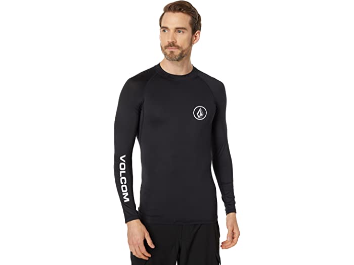 (取寄) ボルコム メンズ リードウ ソリッド レギュラー フィット ロング スリーブ ラッシュガード Volcom men Lido Solid Regular Fit Long Sleeve Rashguard Black