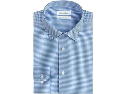 (取寄) カルバンクライン メンズ メンズ ドレス シャツ スリム フィット ノン アイロン ギンガム Calvin Klein men Calvin Klein Men's Dress Shirt Slim Fit Non Iron Gingham Blue