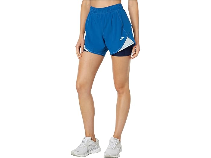 (取寄) ブルックス レディース チェイサー 5 2イン1 ショーツ Brooks women Brooks Chaser 5" 2-in-1 Shorts Blue Ash/Ice Blue/Navy