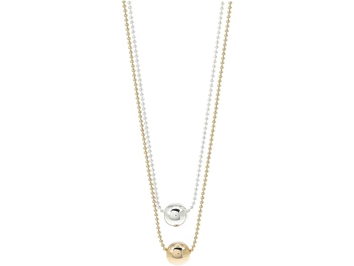 () [ t[ fB[X 2 E r[Y y_g lbNX LAUREN Ralph Lauren women LAUREN Ralph Lauren 2 Row Bead Pendant Necklace Gold/Silver