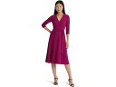 () [ t[ fB[X W[W[-}bg ~fB hX LAUREN Ralph Lauren women LAUREN Ralph Lauren Jersey-Matte Midi Dress Fuchsia Berry