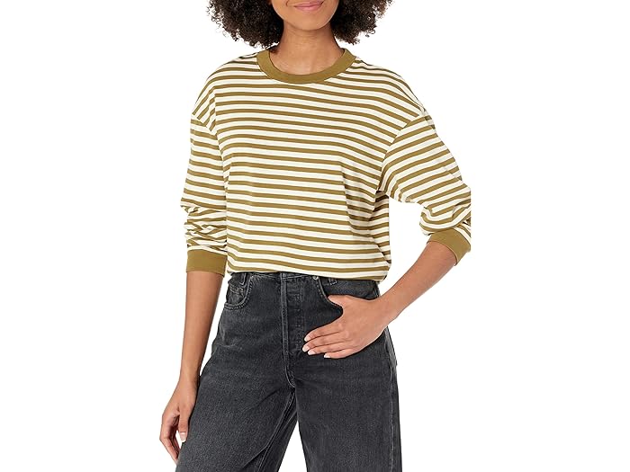 (取寄) メイドウェル レディース スピーマ コットン エッセンシャル 長袖 Tシャツ Madewell women Madewell Supima Cotton Essential Long-Sleeve Tee Spiced Olive