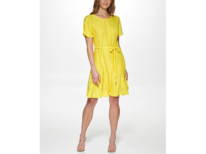 () _iLj[[N fB[X tb^[ X[u ^C hX DKNY women DKNY Flutter Sleeve Tie Dress Sunshine