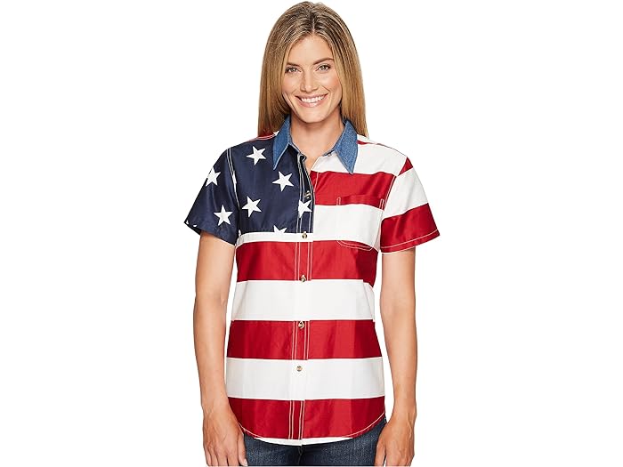 () [p[ fB[X S/S X^[Y Ah XgCv s[X tbO Roper women Roper S/S Stars and Stripes Pieced Flag Red