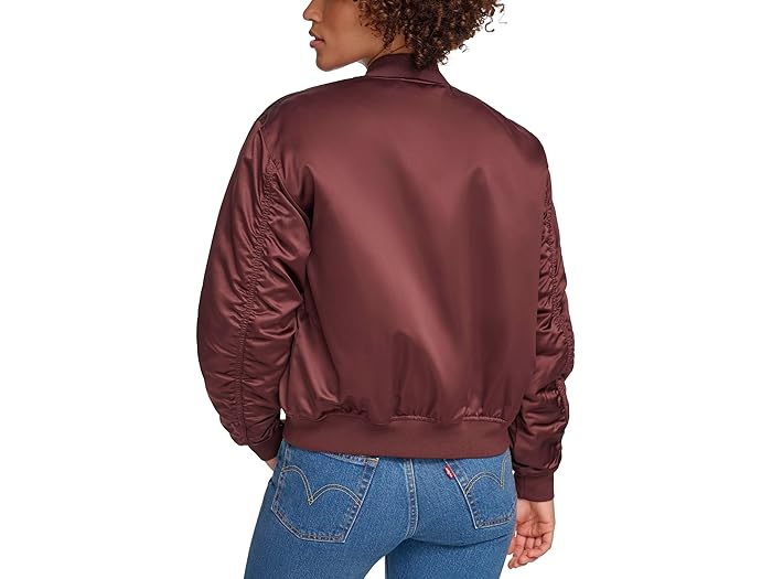 (取寄) リーバイス レディース ファッション ボンバー ウィズ ルーチング オン スリーブ Levi's women Fashion Bomber with Ruching on Sleeves Dark Chocolate