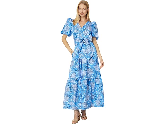 (取寄) リリー ピュリッツァー レディース エズラリン ショート スリーブ コットン マキシ ドレス Lilly Pulitzer women Lilly Pulitzer Ezralyn Short Sleeve Cotton Maxi Dress Boca Blue Croc and Lock It