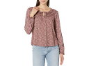 () bL[uh fB[X XbN yUg mb` lbN gbv Lucky Brand women Lucky Brand Smocked Peasant Notch Neck Top Brown Multi