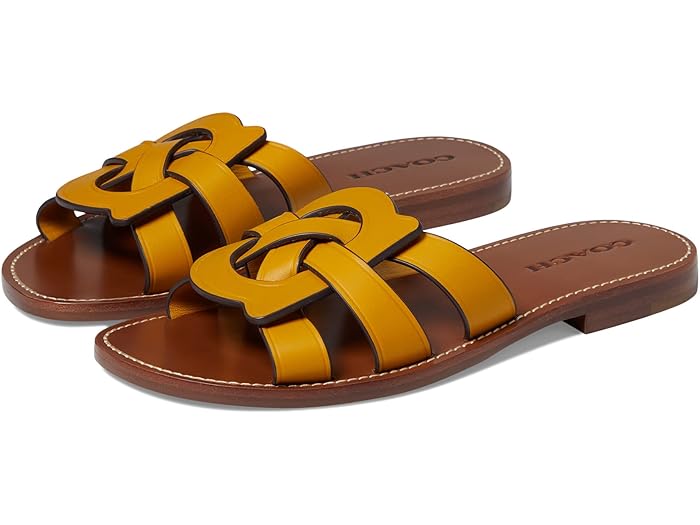 コーチ (取寄) コーチ レディース イッサ レザー サンダル COACH women COACH Issa Leather Sandal Yellow Gold