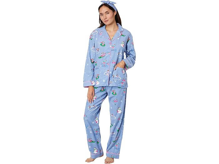 () ԡ  ١ ǥ եͥ Pj å  إåɥХ P.J. Salvage women P.J. Salvage Flannel PJ Set with Headband Periwinkle Flamingos