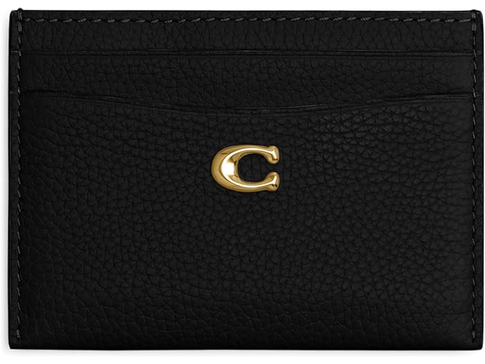 (取寄) コーチ レディース ポリッシュ ペブル レザー エッセンシャル カード ケース COACH women COACH Polished Pebble Leather Essential Card Case Black