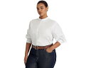 () [ t[ fB[X vX TCY Rbguh Vc LAUREN Ralph Lauren women LAUREN Ralph Lauren Plus Size Cotton-Blend Shirt White