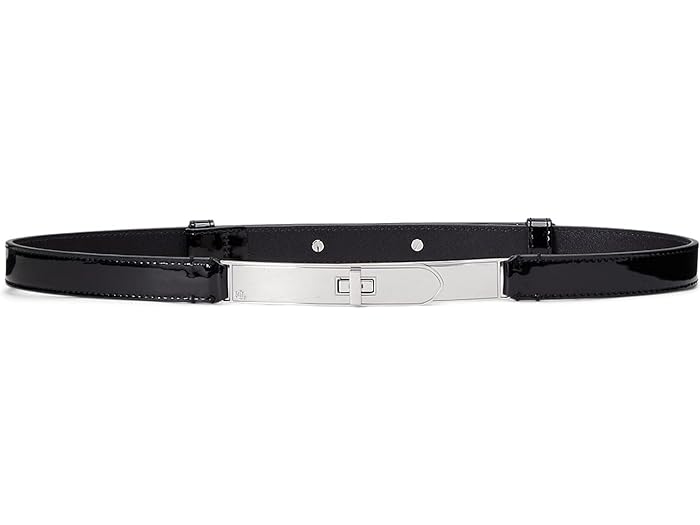 ラルフローレン (取寄) ローレン ラルフローレン レディース パテント レザー ターンロック ベルト スキニー LAUREN Ralph Lauren women LAUREN Ralph Lauren Patent Leather Turnlock Belt Skinny Black