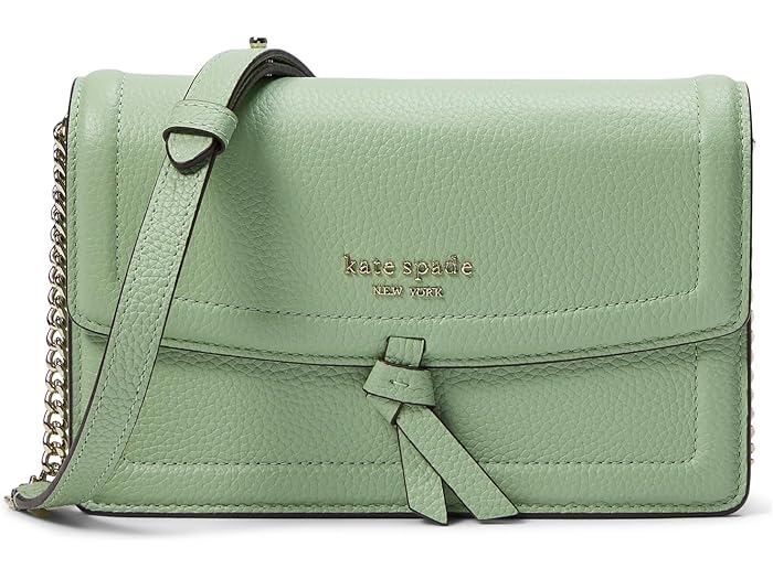 () ȥڡ ǥ Υå ڥ֥ 쥶 եå ܥǥ Kate Spade New York women Kate Spade New York Knott Pebbled Leather Flap Crossbody Beach Glass