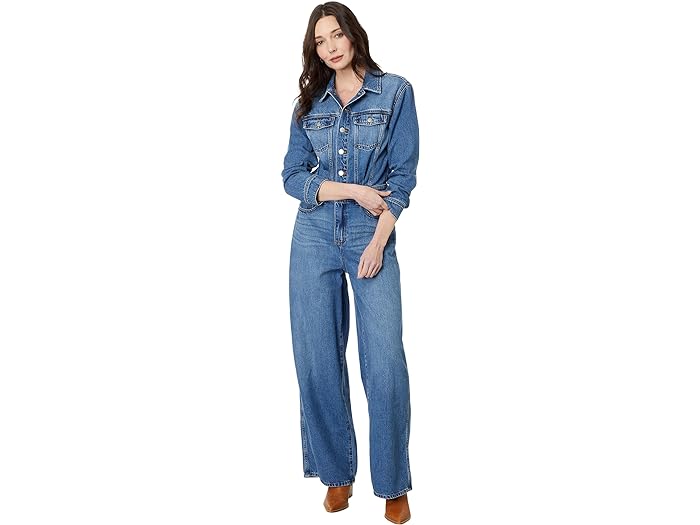 (取寄) メイドウェル レディース デニム ワイド-レッグ カバーオール ジャンプスーツ イン バーン ウォッシュ Madewell women Madewell Denim Wide-Leg Coverall Jumpsuit in Byrne Wash Byrne Wash