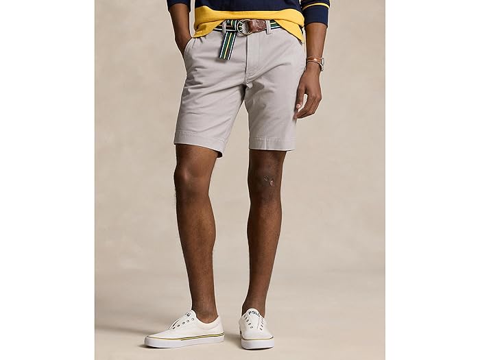 (取寄) ラルフローレン メンズ 9.5-インチ ストレッチ スリム フィット チノ ショーツ Polo Ralph Lauren men Polo Ralph Lauren 9.5-Inch Stretch Slim Fit Chino Shorts Soft Grey