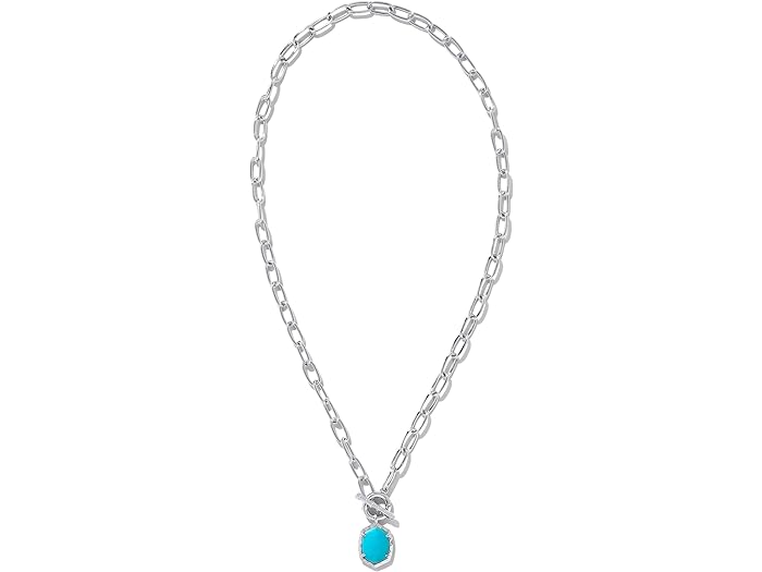 () PhXRbg fB[X _tl N Ah `FC lbNX Kendra Scott women Kendra Scott Daphne Link And Chain Necklace Silver Variegated Turquoise Magnesite