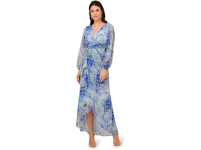 () AhAi p؃ fB[X O vebh KE Adrianna Papell women Adrianna Papell Long Printed Gown Blue Multi