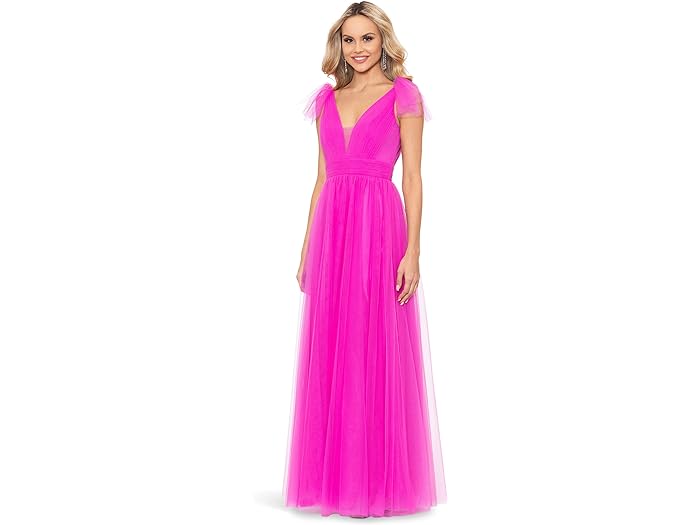 () xbcBAhA_ fB[X O bV V-lbN {[KE Betsy & Adam women Betsy & Adam Long Mesh V-Neck Ballgown Hot Pink