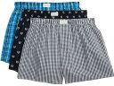 (取寄) トミーヒルフィガー メンズ コットン クラシックス 3-パック ウーブン ボクサー Tommy Hilfiger men Tommy Hilfiger Cotton Classics 3-Pack Woven Boxer Shocking Blue Plaid/Desert Sky Logo Print/Desert Sky Gingham