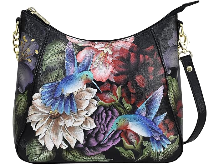 () AkVJ fB[X Wbvgbv V_[ z[{[ - Anuschka women Anuschka Zip-Top Shoulder Hobo - 709 Hummingbird Heaven