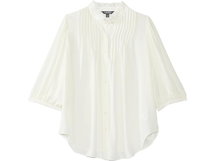 () [ t[ fB[X vX TCY v[c W[[bg uEU LAUREN Ralph Lauren women LAUREN Ralph Lauren Plus Size Pleated Georgette Blouse Mascarpone Cream