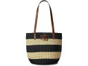 () [ t[ fB[X XgCvh Xg[ ~fBA n[gC g[g obO LAUREN Ralph Lauren women LAUREN Ralph Lauren Striped Straw Medium Hartley Tote Bag Natural/Black/Lauren Tan