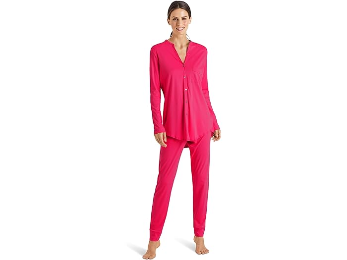 () ϥ ǥ ԥ奢 å  ꡼ ѥ å Hanro women Hanro Pure Essence Long Sleeve Pajama Set Fuchsia