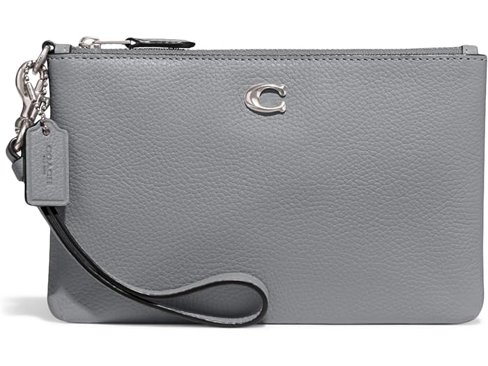 () R[` fB[X |bV yu U[ X[ Xbg COACH women COACH Polished Pebble Leather Small Wristlet Grey/Blue