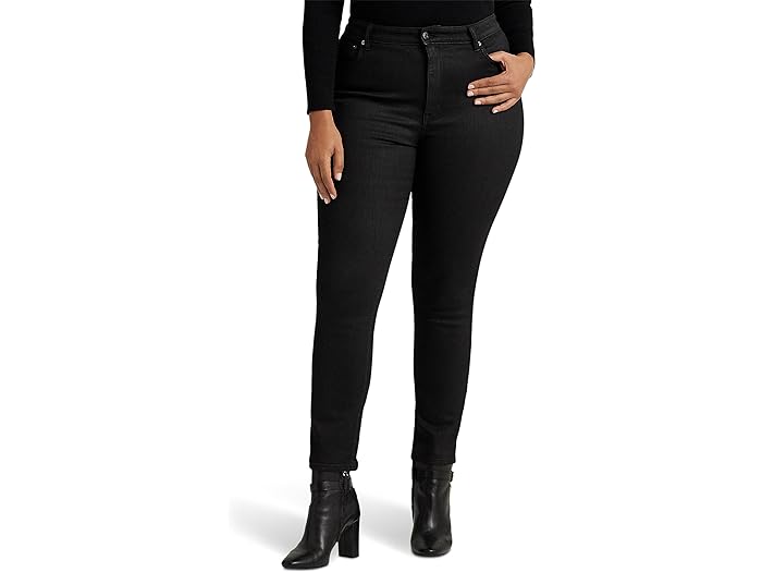 () [ t[ fB[X vX-TCY R[ebh nCCY XLj[ AN W[Y C ubN EHbV LAUREN Ralph Lauren women LAUREN Ralph Lauren Plus-Size Coated High-Rise Skinny Ankle Jeans in Black Wash Black Wash