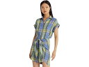 () [ t[ fB[X seB[g vCh ^C tg l VchX LAUREN Ralph Lauren women LAUREN Ralph Lauren Petite Plaid Tie Front Linen Shirtdress Blue Multi