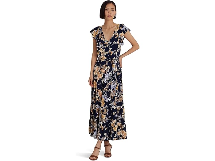 () [ t[ fB[X seB[g t[ ou N[v hX LAUREN Ralph Lauren women LAUREN Ralph Lauren Petite Floral Bubble Crepe Dress Navy Multi