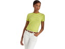 () [ t[ fB[X XgCvh Xgb` Rbg eB[ LAUREN Ralph Lauren women LAUREN Ralph Lauren Striped Stretch Cotton Tee Key Lime/White