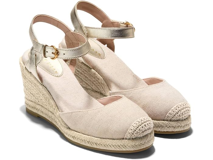 (取寄) コールハーン レディース クラウドフィール エスパドリーユ ウェッジ 80 ウム リ Cole Haan women Cole Haan Cloudfeel Espadrille Wedge 80 mm II Natural Linen/Soft Gold Leather