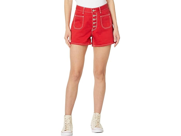 (取寄) リーバイス プレミアム レディース 80s マム ショーツ パッチ ポケット Levi's Premium women Levi's Premium 80s Mom Shorts Patch Pocket Script Red