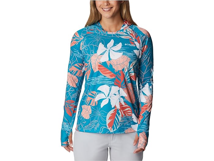 () ӥ ǥ ѡ  ƥ ֡ǥ Columbia women Columbia Super Tidal Tee Hoodie Ocean Teal Tropamix Fish